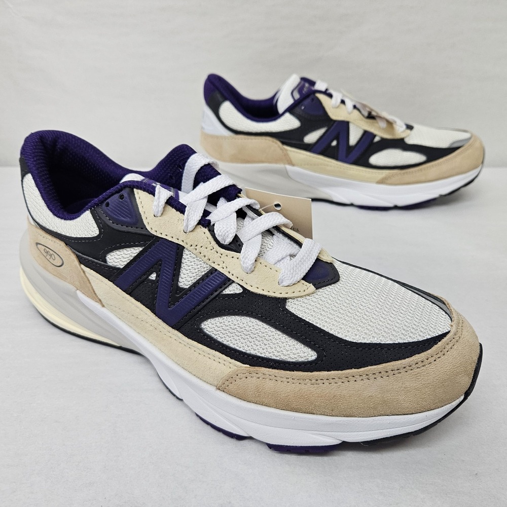 New Balance 990 V6 Sneakers Made In USA U990WB6 White Black Purple Men Size 10